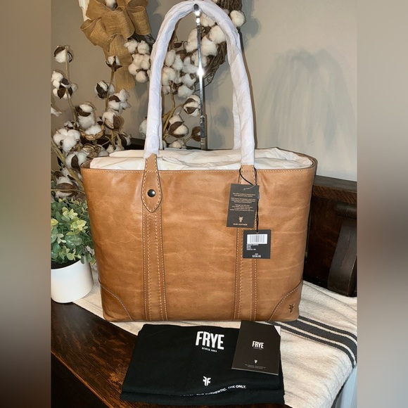 Frye Handbags - NWT Frye Melissa Leather Shopper Tote Shoulder Bag Beige Brown Retail $358